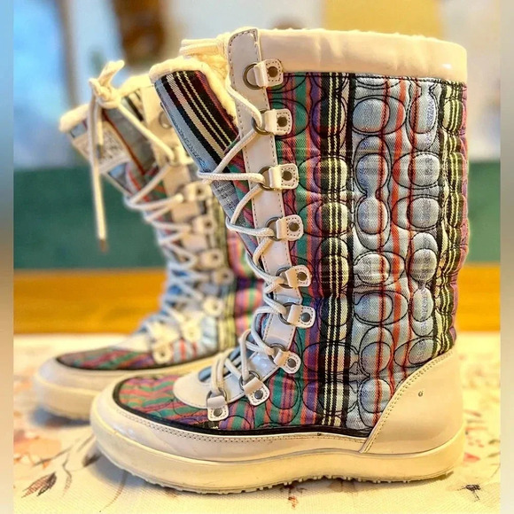 Coach | Peggey Tall Winter Boots | Striped | Women’s 8.5 - Picture 1 of 7
